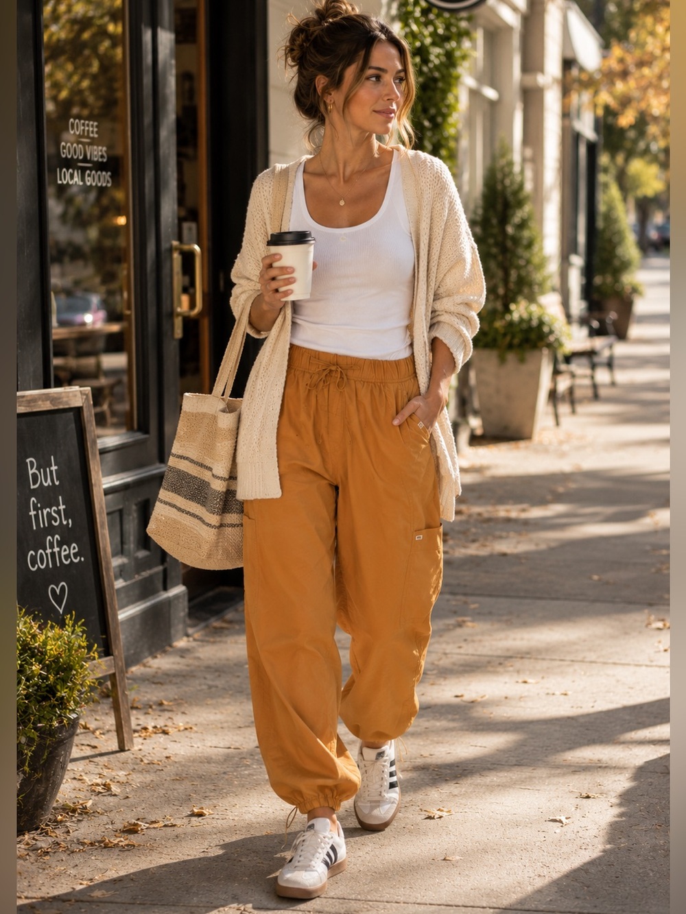 Rip Curl South Bay Cargo Pants Cotton Poplin Drawstring Utility Tan L